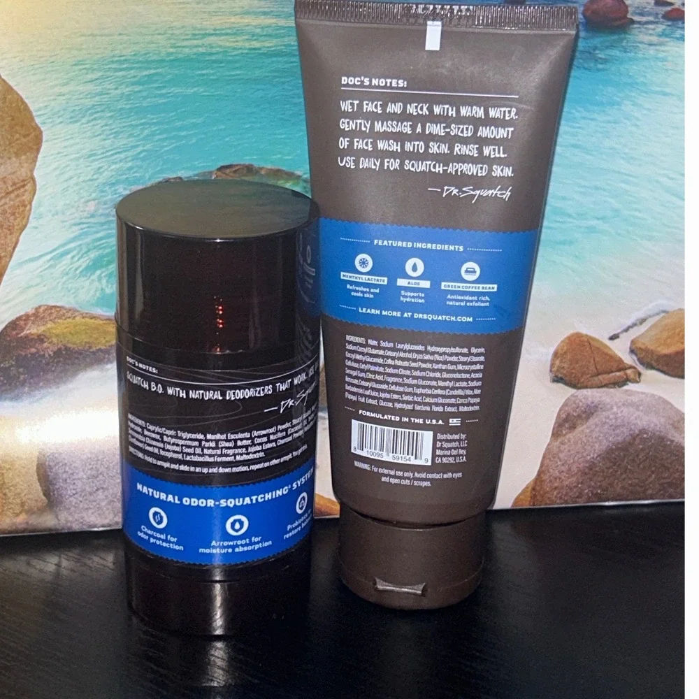 Dr Squatch Natural Deodorant and Face Wash Fresh Falls Mens Set